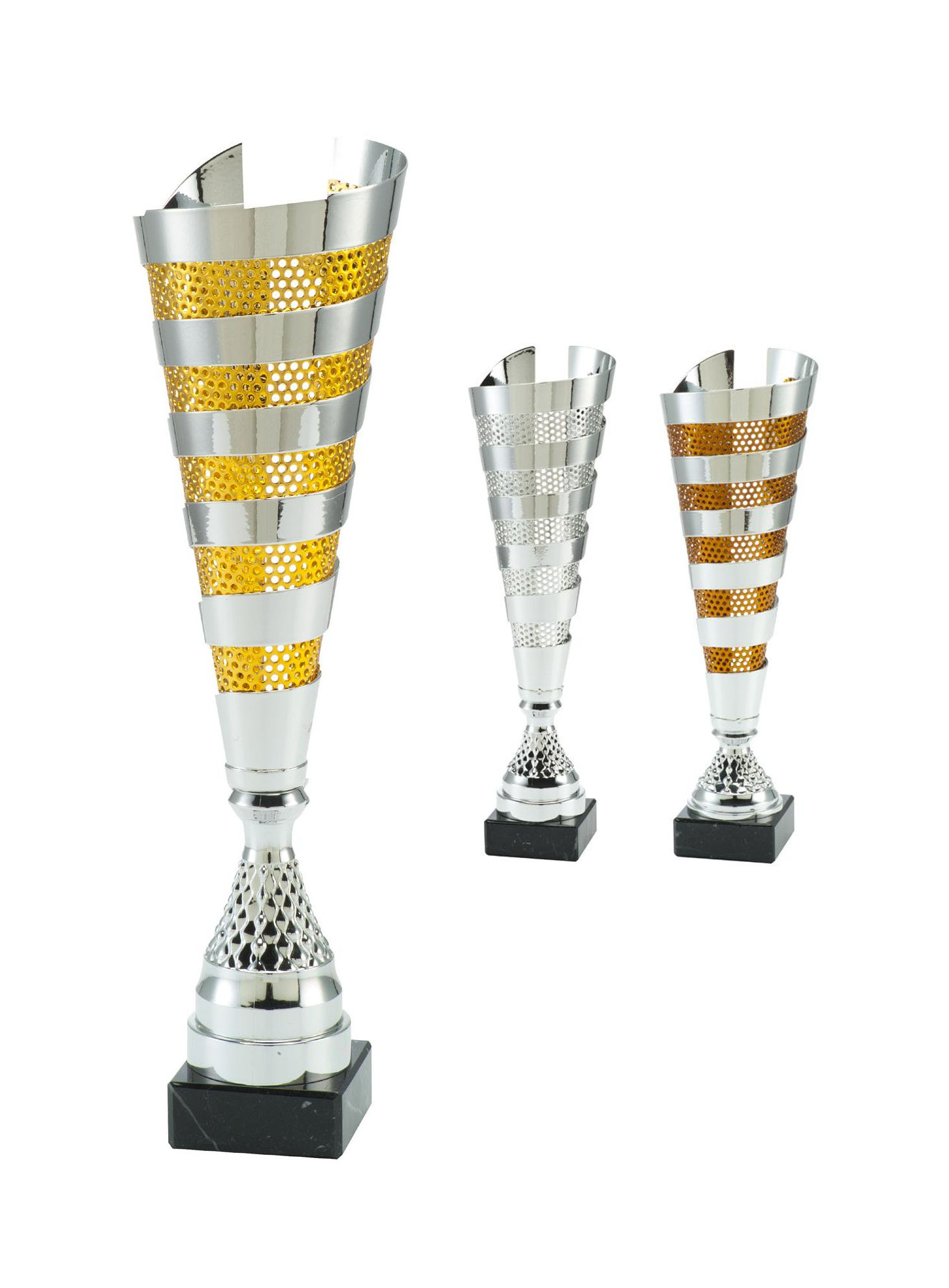 Glaspokale mit Gravur, Glastrophäen, Glasawards, 3D Foto Glasgravur, Pokale:  moderner Pokal Tricolore-hoch