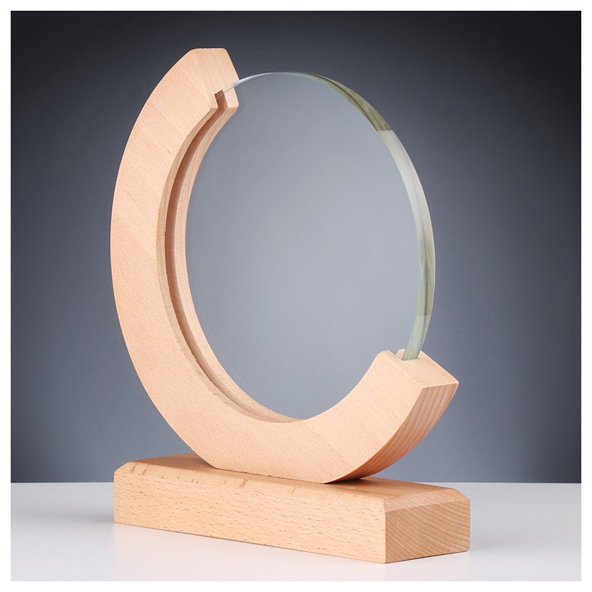 Glaspokale mit Gravur, Glastrophäen, Glasawards, 3D Foto Glasgravur, Pokale:  Holz-Glas-Award Frankenwald