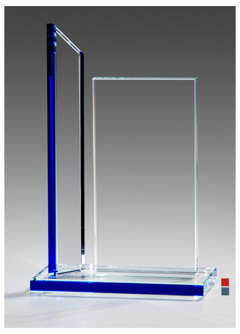 Glaspokale mit Gravur, Glastrophäen, Glasawards, 3D Foto Glasgravur, Pokale:  Glastrophe Tower-farbkanten