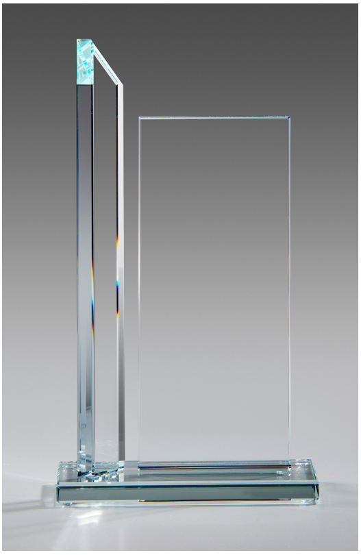 Glaspokale mit Gravur, Glastrophäen, Glasawards, 3D Foto Glasgravur, Pokale:  Glastrophe Tower-klar