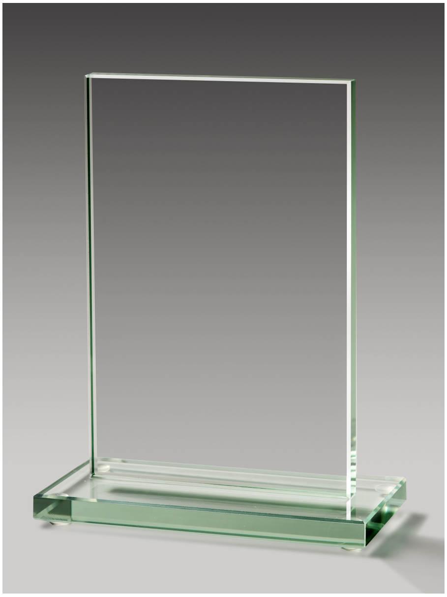 Glaspokale mit Gravur, Glastrophäen, Glasawards, 3D Foto Glasgravur, Pokale:  Glastrophe Rectangle