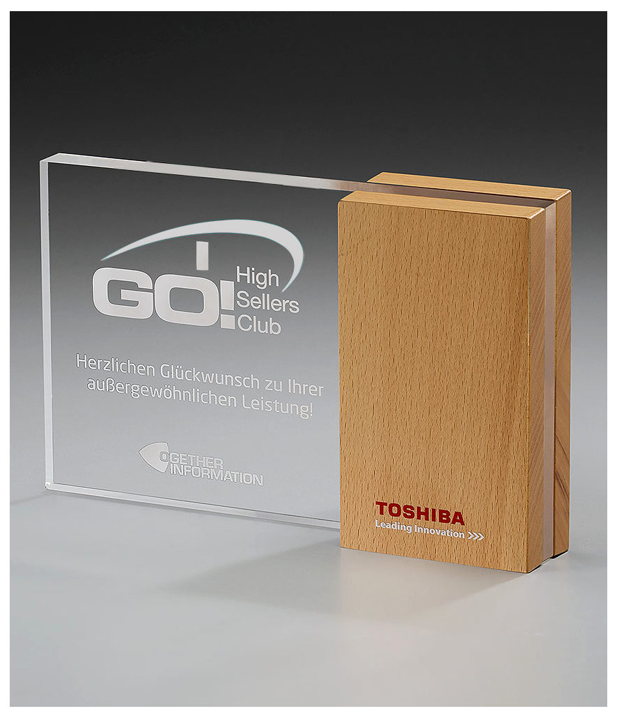 Acrylglaspokal Wooden-Side-Award