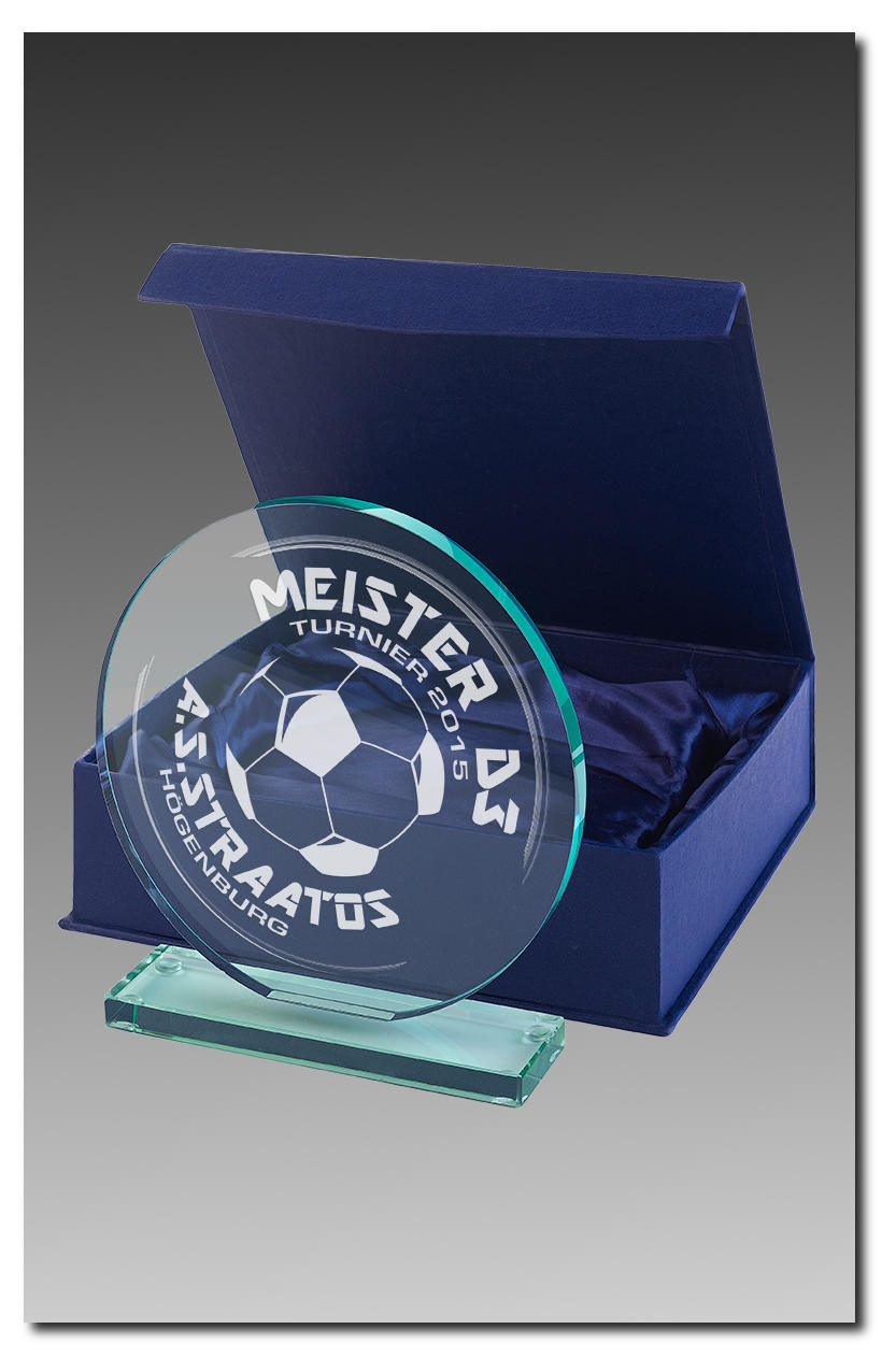 Glastrophäe inkl. Geschenkskassette