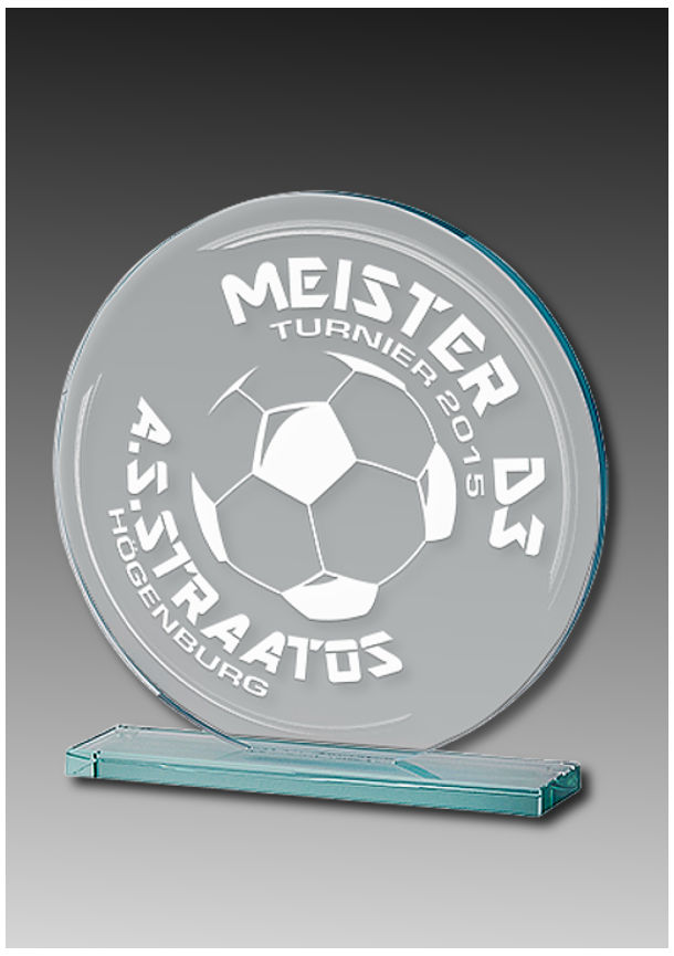 Glaspokale mit Gravur, Glastrophäen, Glasawards, 3D Foto Glasgravur, Pokale:  Glastrophe Circle