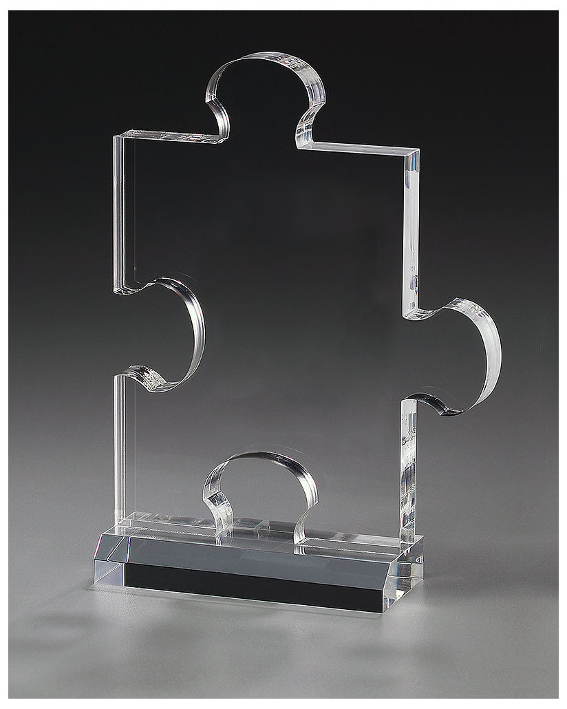Glaspokale mit Gravur, Glastrophäen, Glasawards, 3D Foto Glasgravur, Pokale:  Acryltrophe Puzzle