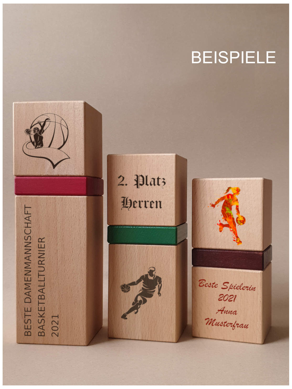 Glaspokale mit Gravur, Glastrophäen, Glasawards, 3D Foto Glasgravur, Pokale:  Holztrophe Graphit