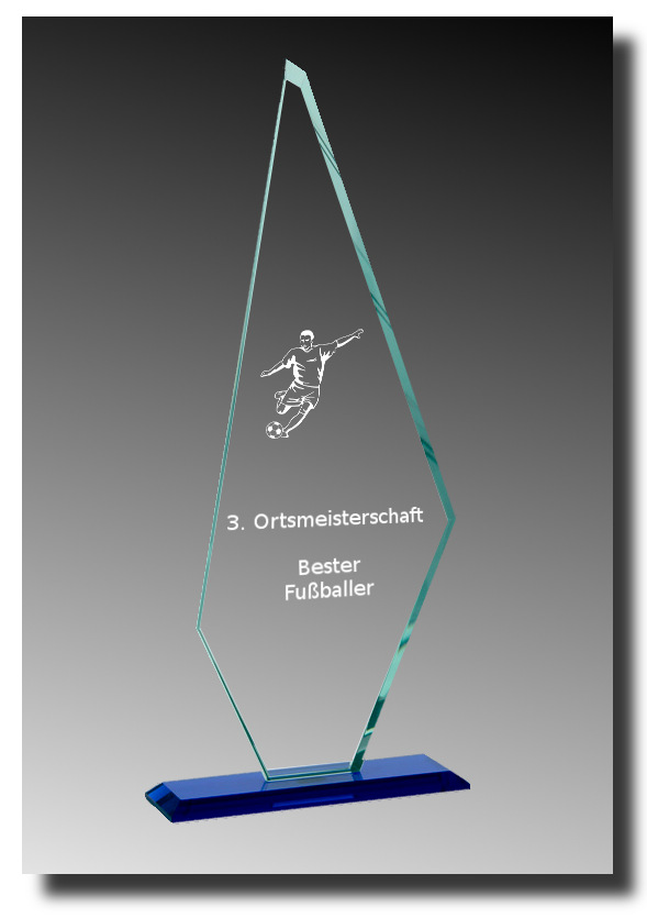 Glaspokale mit Gravur, Glastroph&auml;en, Glasawards, 3D Foto Glasgravur, Pokale:  Glaspokal King