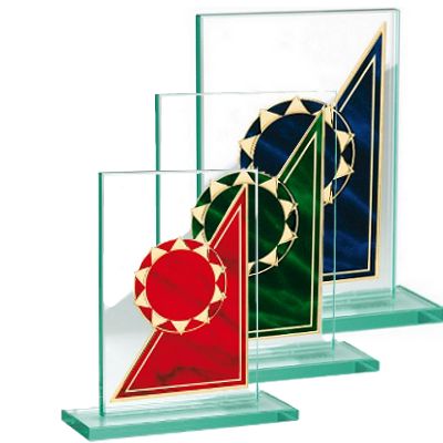 Glaspokale mit Gravur, Glastrophäen, Glasawards, 3D Foto Glasgravur, Pokale:  Ehrentafel Triangle