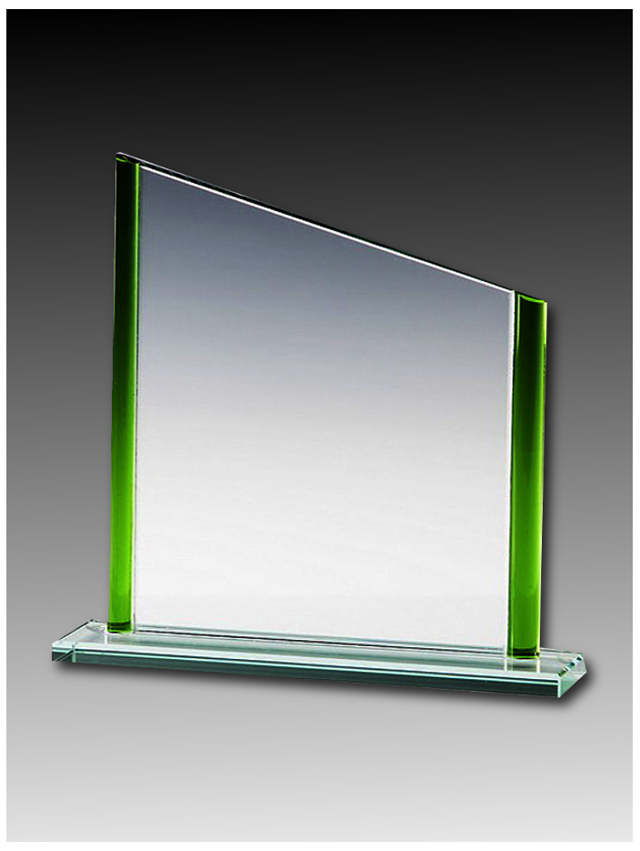Glaspokale mit Gravur, Glastrophäen, Glasawards, 3D Foto Glasgravur, Pokale:  Glastrophe Silvester-green