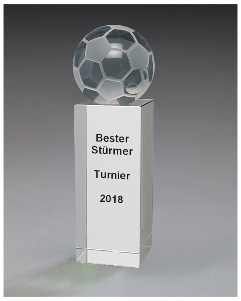 Glaspokale mit Gravur, Glastroph&auml;en, Glasawards, 3D Foto Glasgravur, Pokale:  Glasquader-Fussball