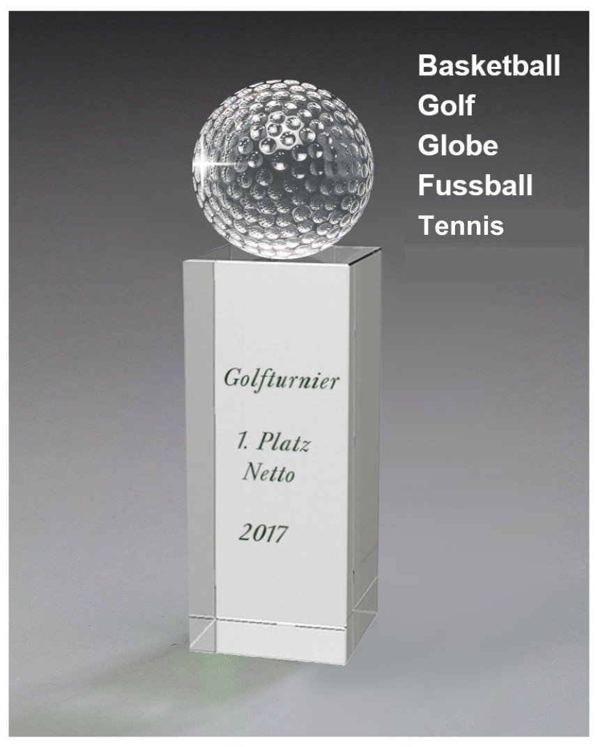 Glaspokale mit Gravur, Glastroph&auml;en, Glasawards, 3D Foto Glasgravur, Pokale:  Glasquader-sport