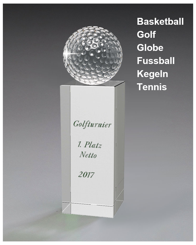 Glaspokale mit Gravur, Glastrophäen, Glasawards, 3D Foto Glasgravur, Pokale:  Glasquader-sport