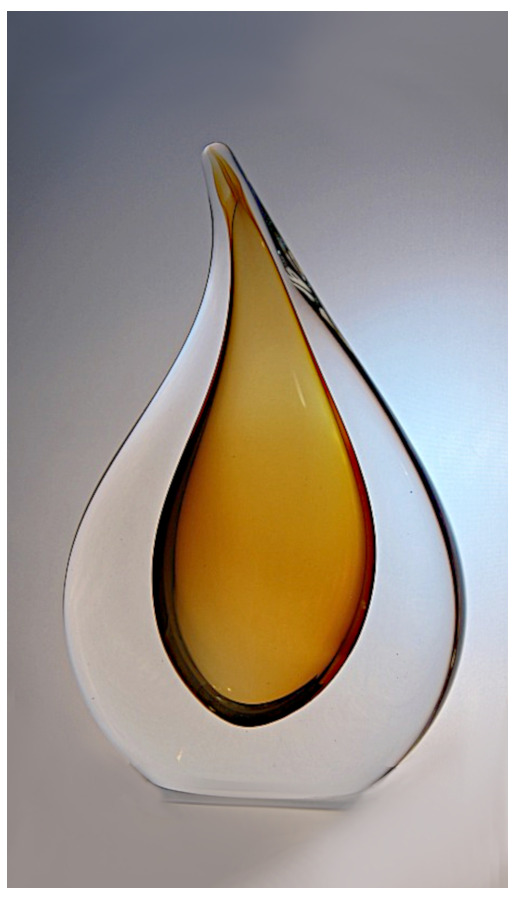 Glaspokale mit Gravur, Glastrophäen, Glasawards, 3D Foto Glasgravur, Pokale:  Glasskulptur Bernstein-2