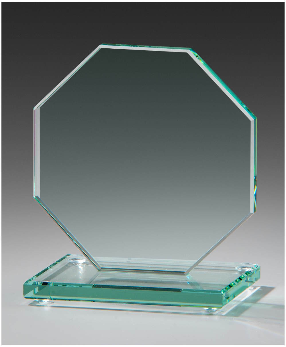 Glaspokale mit Gravur, Glastrophäen, Glasawards, 3D Foto Glasgravur, Pokale:  Glastrophe Octo