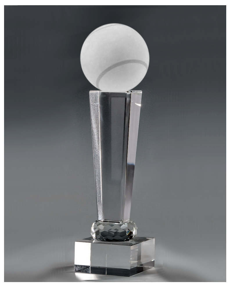 Glaspokale mit Gravur, Glastroph&auml;en, Glasawards, 3D Foto Glasgravur, Pokale:  Glaspokal Jet-Tennis