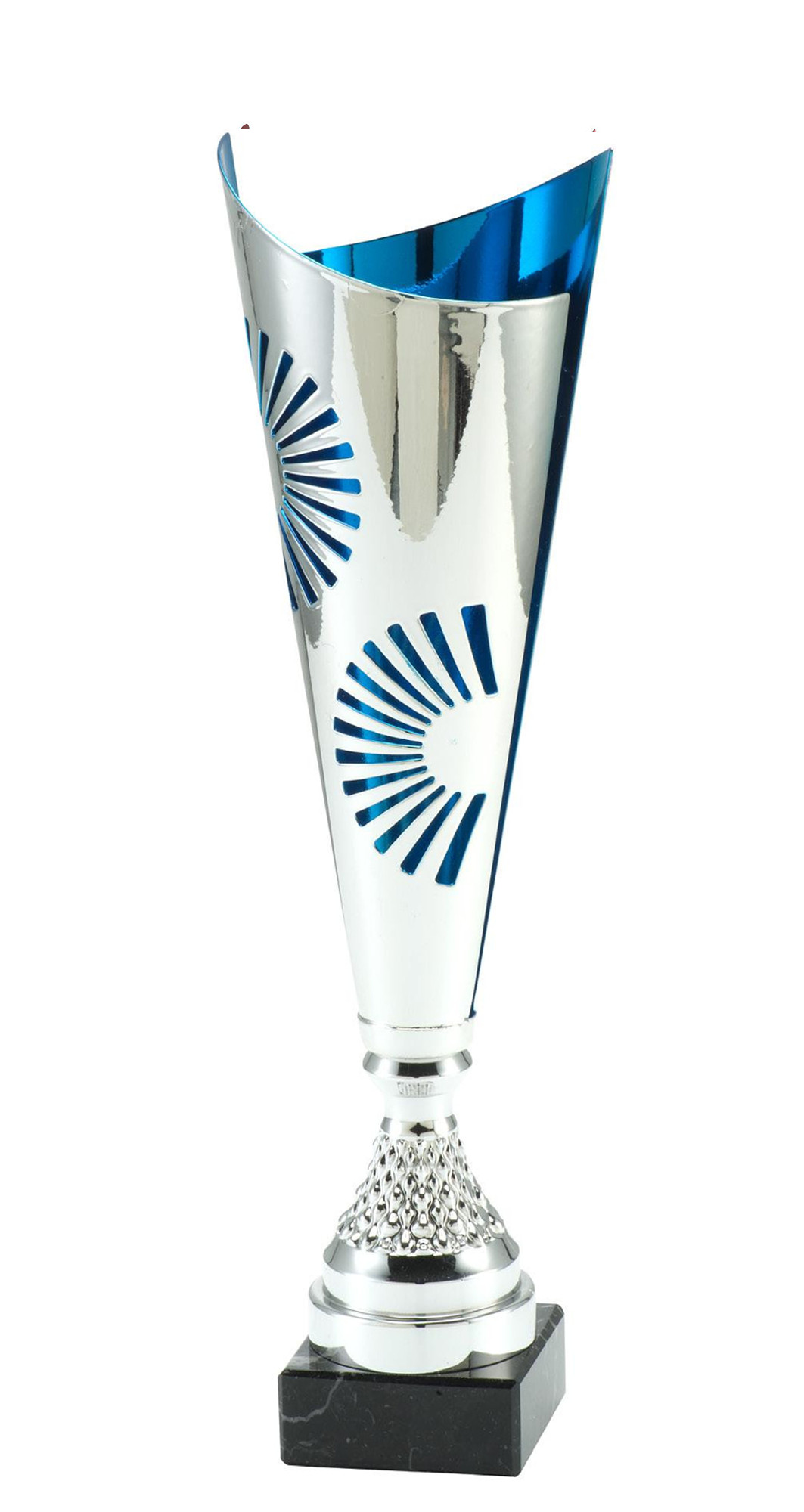 Glaspokale mit Gravur, Glastrophäen, Glasawards, 3D Foto Glasgravur, Pokale:  moderner Pokal Shanghai-blau
