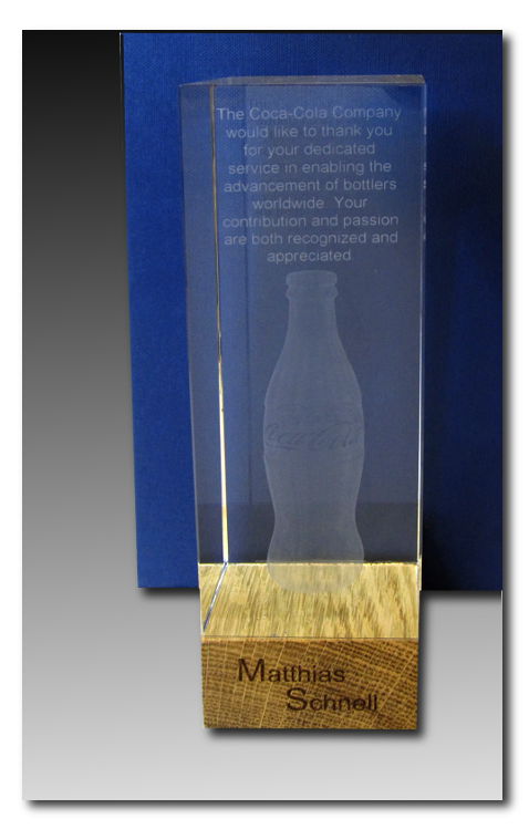 Glaspokale mit Gravur, Glastrophäen, Glasawards, 3D Foto Glasgravur, Pokale:  3D Sonderanfertigung